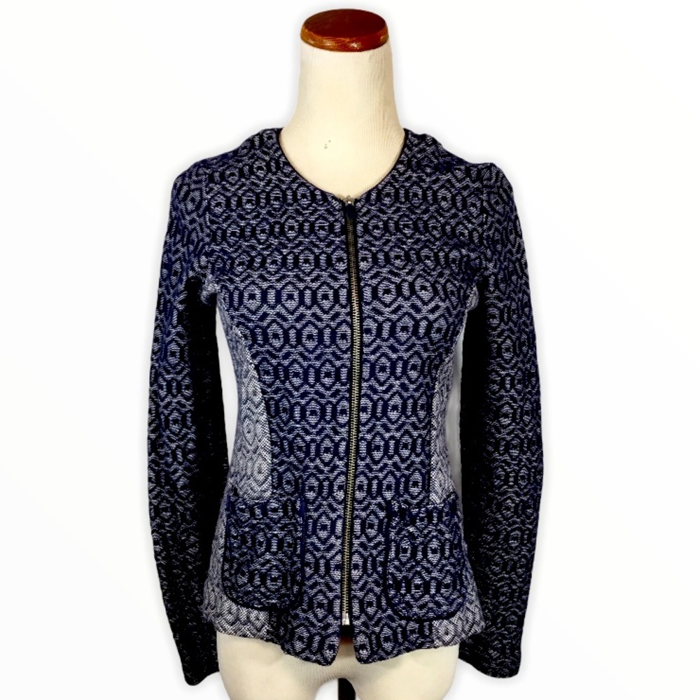 ANTHROPOLOGIE Navy Zipper Jacket Top Rosie Niera